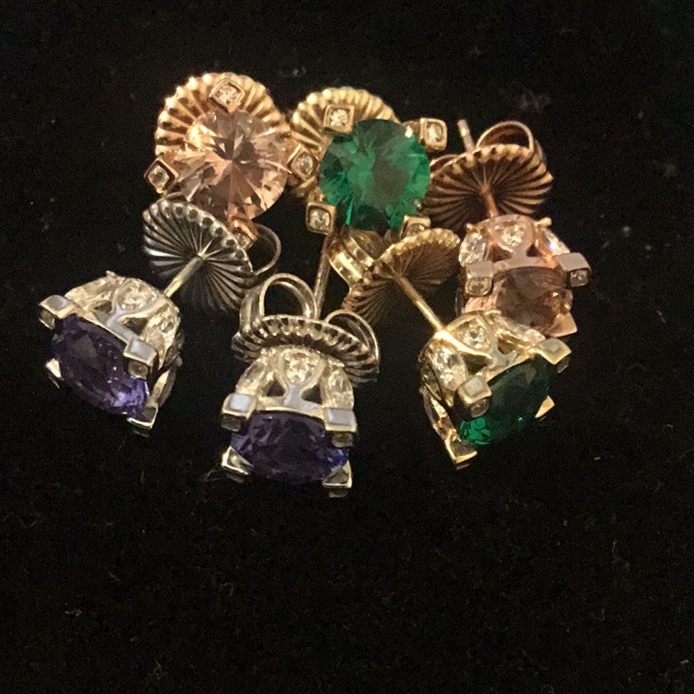 NWOT Elegant Victoria Wieck Simulated Emerald, Morganite or Amethyst Stud Earri